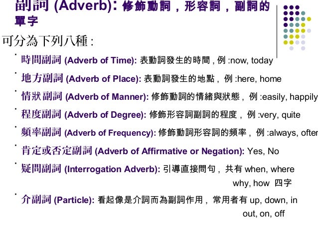 八大詞類 Eight Parts Of Speech