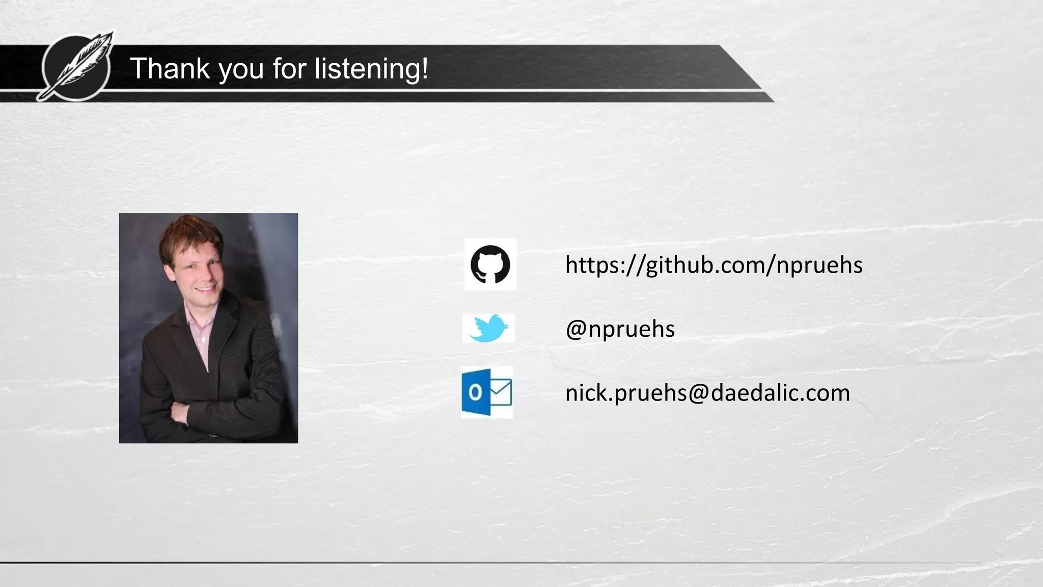 Thank you for listening!
https://github.com/npruehs
@npruehs
nick.pruehs@daedalic.com
 