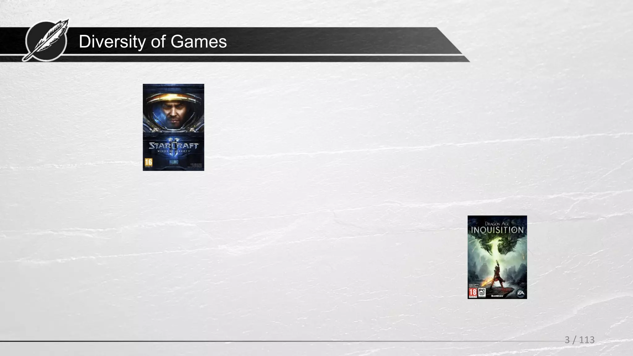 Diversity of Games
3 / 113
 