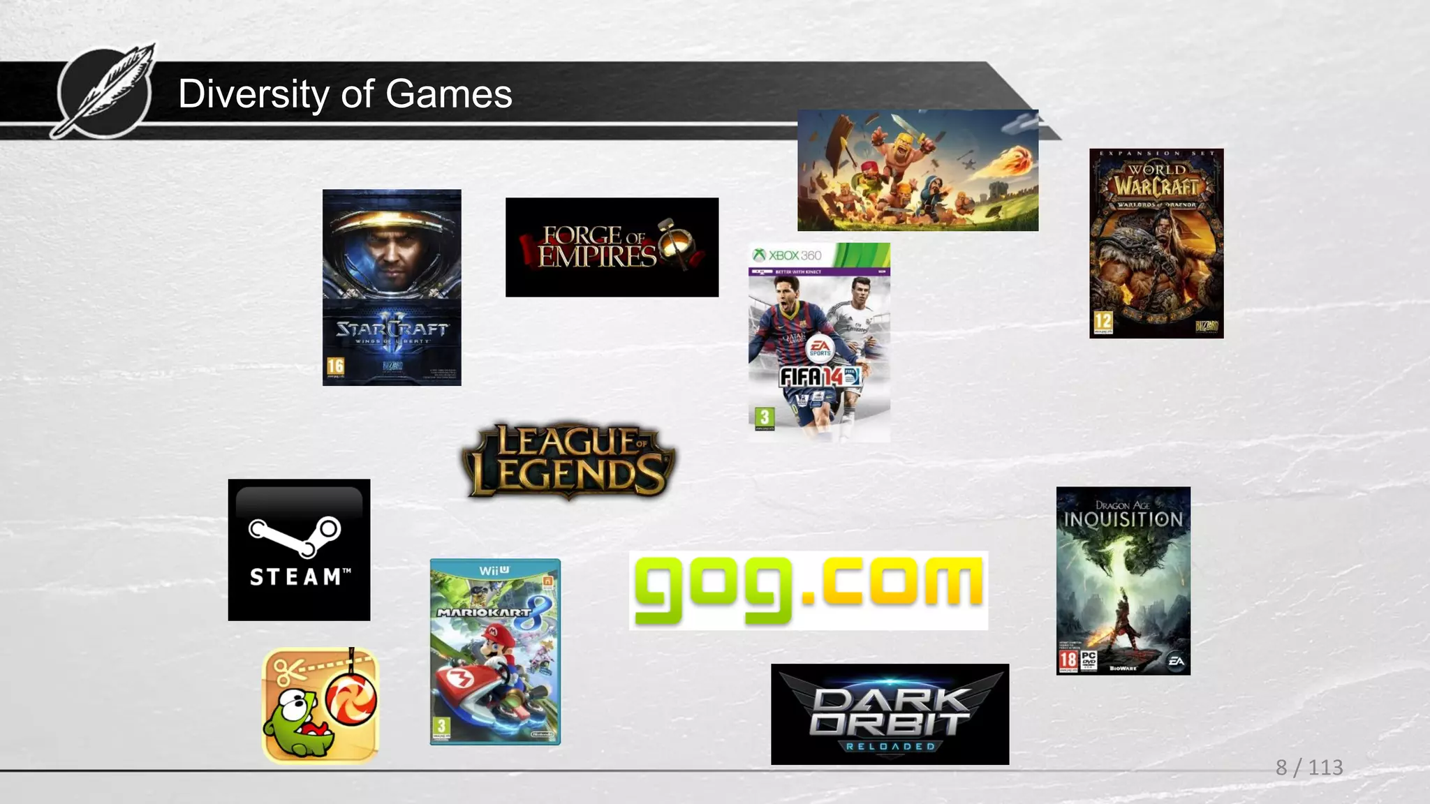 Diversity of Games
8 / 113
 