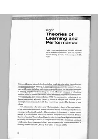 Eight theories of learning and performance