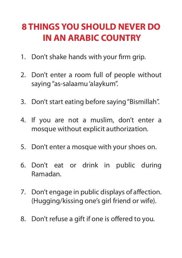 8 Things Your Should Do For You eight things you should never do in an arabic country 8 Things Your Should Do For You eight things you should never do in an arabic country