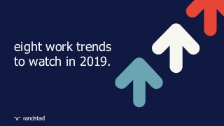 eight work trends
to watch in 2019.
 