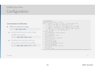 Protocole EIGRP

Vérification et Troubleshooting
 