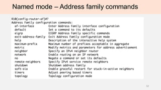 Named mode – Address family commands
32
 