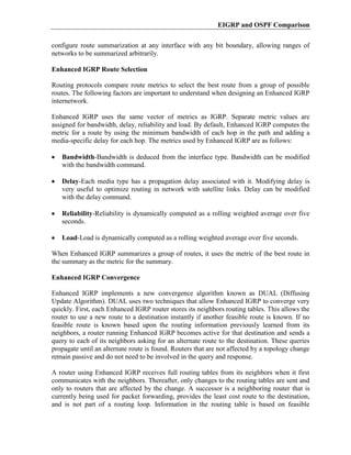 Eigrp and ospf comparison | DOCX