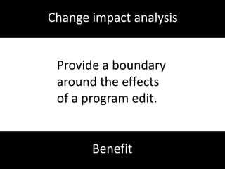 Program slicingWhatwouldthe program look like ifweassume an initial statesatisfyingC ?Forward conditioning