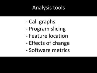 Comprehension strategiesReadcodestatements and mentallygroupthesestatementsintohigherlevelabstractions.Bottom-up