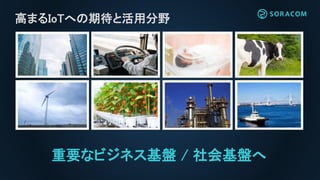 高まるIoTへの期待と活用分野
重要なビジネス基盤 / 社会基盤へ
 