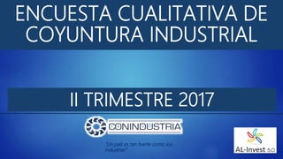 ENCUESTA CUALITATIVA DE
COYUNTURA INDUSTRIAL
II TRIMESTRE 2017
“Un país es tan fuerte como sus
industrias”
 