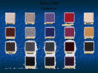 Eildon Hills Cashmere  Natural Cognac Bark Fawn Graphite Flannel Black Amethyst Lapis Blue Denim Red Mulberry Claret Dark Violet New Navy Straw Amber Alpine 