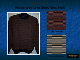Style:  2218 Merino Wool Links Stripe Crew Neck Black Combo Charcoal Combo 
