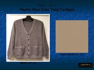 Style:  2222 Merino Wool Color Twist Cardigan Black  with Oat Dark Camel  with Oat 