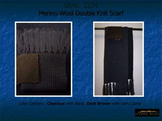 Style:  2224 Merino Wool Double Knit Scarf Color Options:  Charcoal  with Black,  Dark Brown  with Dark Camel 