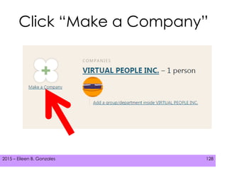 2015 – Eileen B. Gonzales 128
Click “Make a Company”
 