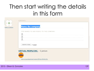 2015 – Eileen B. Gonzales 129
Then start writing the details
in this form
 