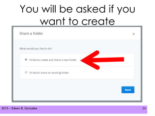 2015 – Eileen B. Gonzales 24
You will be asked if you
want to create
 