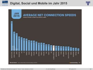 347
© PROJECT CONSULT Unternehmensberatung Dr. Ulrich Kampffmeyer GmbH 2011 / Autorenrecht: <Vorname Nachname> Jun-15 / Quelle: PROJECT CONSULT 2
Aktuelles zum Informationsmanagement: Themen, Trends, Standards und Recht EIM Update 2015Dr. Ulrich Kampffmeyer
Digital, Social und Mobile im Jahr 2015
 
