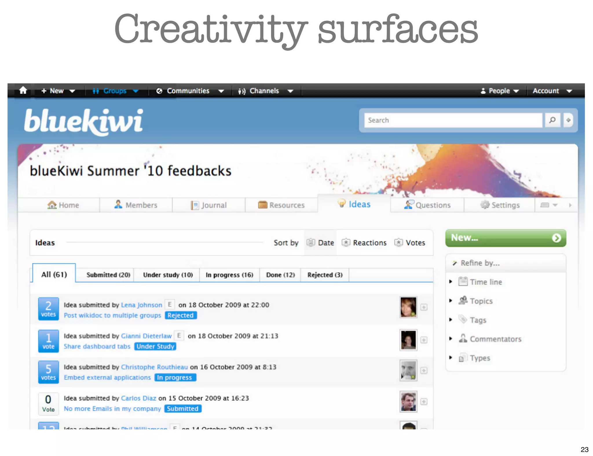 Creativity surfaces




                      23
 