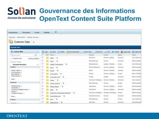 Gouvernance des Informations
OpenText Content Suite Platform

 