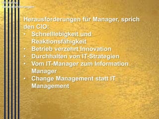 © PROJECT CONSULT Unternehmensberatung Dr. Ulrich Kampffmeyer GmbH 2011

/ Autorenrecht: <Vorname Nachname> Mrz-14 / Quelle: PROJECT CONSULT 2

6. Ausblick:
Herausforderungen
jenseits der Technik
Copyright © PROJECT CONSULT 207 - 2013
Urheberrecht Dr. Ulrich Kampffmeyer 1991 - 2013

PROJECT CONSULT
Unternehmensberatung Dr. Ulrich Kampffmeyer GmbH

Isestraße 63
20149 Hamburg

www.PROJECT-CONSULT.com
© PROJECT CONSULT 2013

33

 