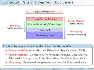 Conceptual Parts of a Deployed Cloud Service
Provisioning Layer
Legal Contract Layer
Formal Service Contract
Executable Mo...