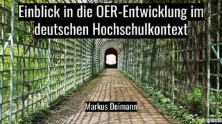 Einblick in die OER-Entwicklung im
deutschen Hochschulkontext
Markus Deimann
 