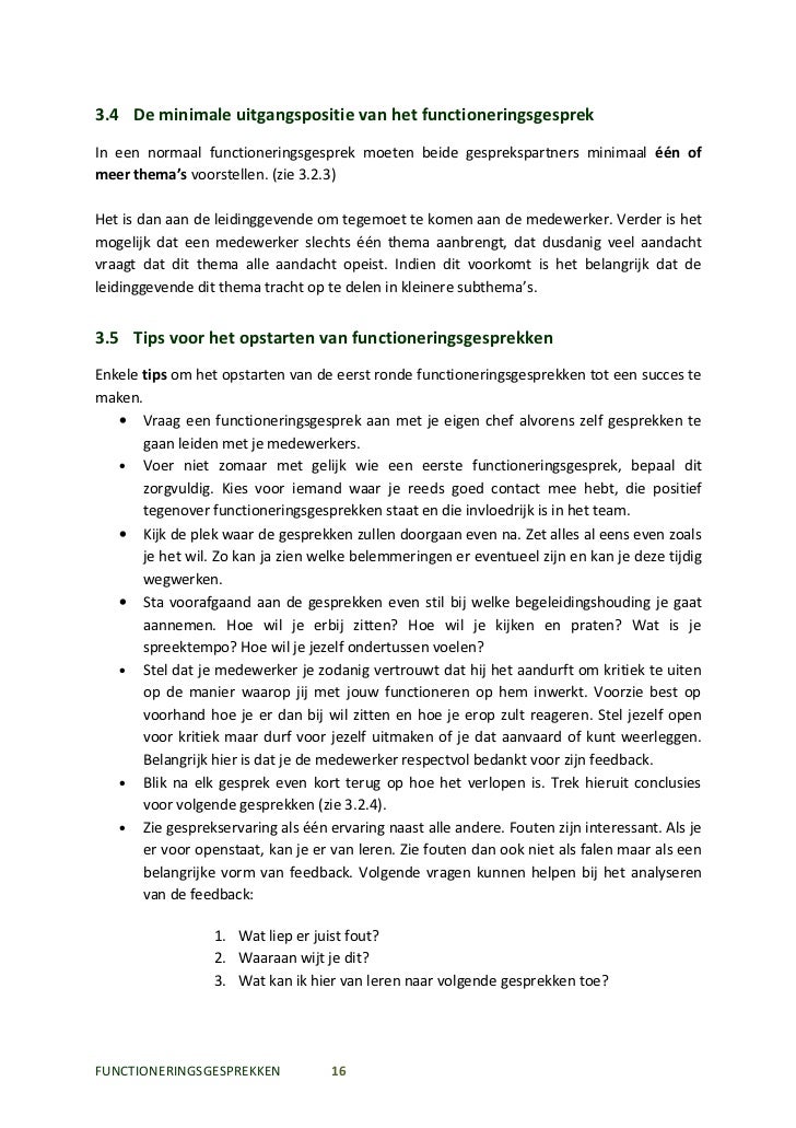 Functioneringsgesprek Voorbeeld