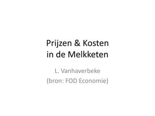 Prijzen & Kostenin de Melkketen L. Vanhaverbeke (bron: FOD Economie) 