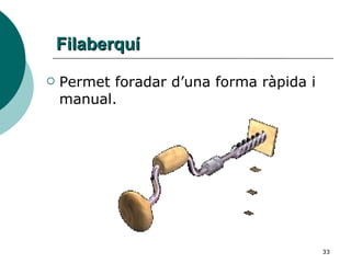 Filaberquí Permet foradar d’una forma ràpida i manual. 