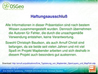 Haftungsausschluß Alle Informationen in dieser Präsentation sind nach bestem Wissen zusammengestellt wurden. Dennoch übernehmen die Autoren für Fehler, die durch die unsachgemäße Verwendung entstehen, keine Verantwortung. 