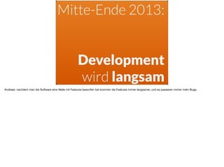 Mitte-Ende 2013:
 
Development
wird langsam
Andreas: nachdem man die Software eine Weile mit Features beworfen hat kommen ...