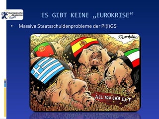 ES GIBT KEINE „EUROKRISE“
•   Massive Staatsschuldenprobleme der PI(I)GS
 