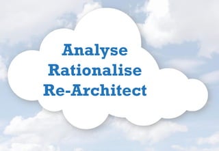 Analyse
Rationalise
Re-Architect
 