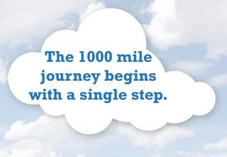 The 1000 mile
journey begins
with a single step.
 