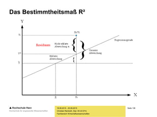 Seite 136
Fachbereich Wirtschaftswissenschaften
Das Bestimmtheitsmaß R²
18.09.2015 - 20.09.2015
Christian Reinboth, Dipl.-Wi.Inf.(FH)
 