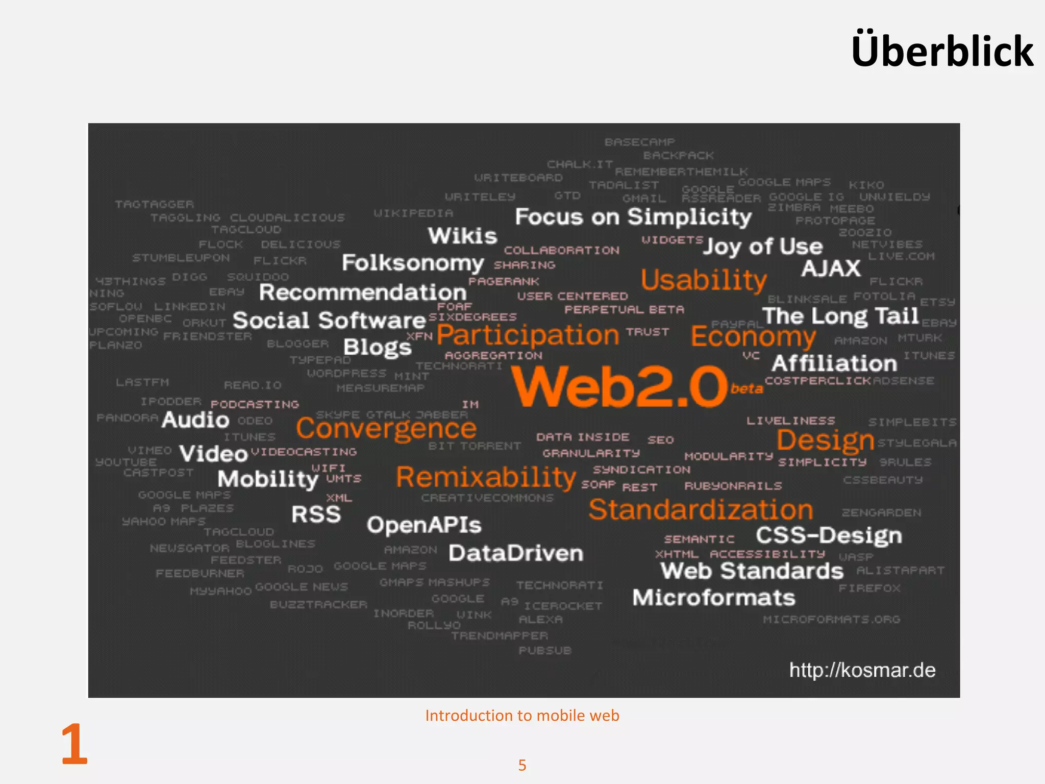 Überblick




    Introduction to mobile web

1               5
 