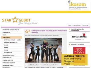 Auktions-Plattform
Stars and charity
Stargebot
Ycare

 