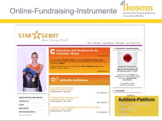 Auktions-Plattform
Stars and charity
Stargebot
Ycare

 