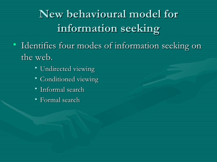 information seeking behaviour Seeking information about one's health is increasingly documented as a key coping strategy in health-promotive activities and psychosocial adjustment to illness in this article, the authors critically examine the scientific literature from 1982 to 2006 on the concept of health information—seeking . information seeking behaviour Seeking information about one's health is increasingly documented as a key coping strategy in health-promotive activities and psychosocial adjustment to illness in this article, the authors critically examine the scientific literature from 1982 to 2006 on the concept of health information—seeking .