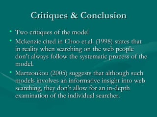 Choo Process Model Choo et. al's Model of Information Seeking Behaviour | PPT