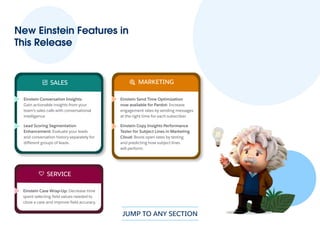 JUMP TO ANY SECTION
Einstein Send Time Optimization
now available for Pardot: Increase
engagement rates by sending message...