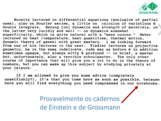 Provavelmente os cadernos
de Einstein e de Grossmann
 