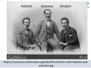 https://commons.wikimedia.org/wiki/File:Einstein-with-habicht-and-
solovine.jpg
Solovine EinsteinHabicht
 
