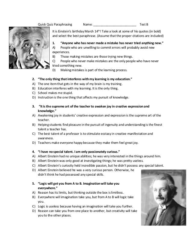 Einstein Paraphrasing Einstein Paraphrasing