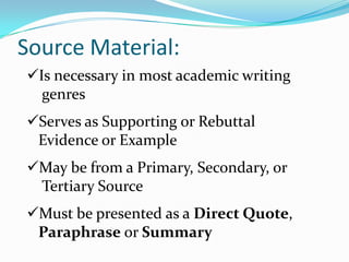 Integrating Source Material | PPTX