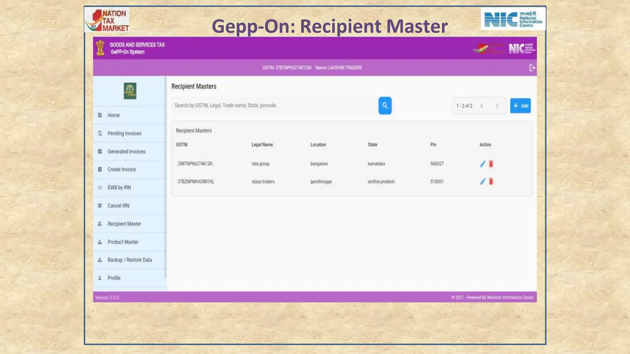 Gepp-On: Recipient Master
 