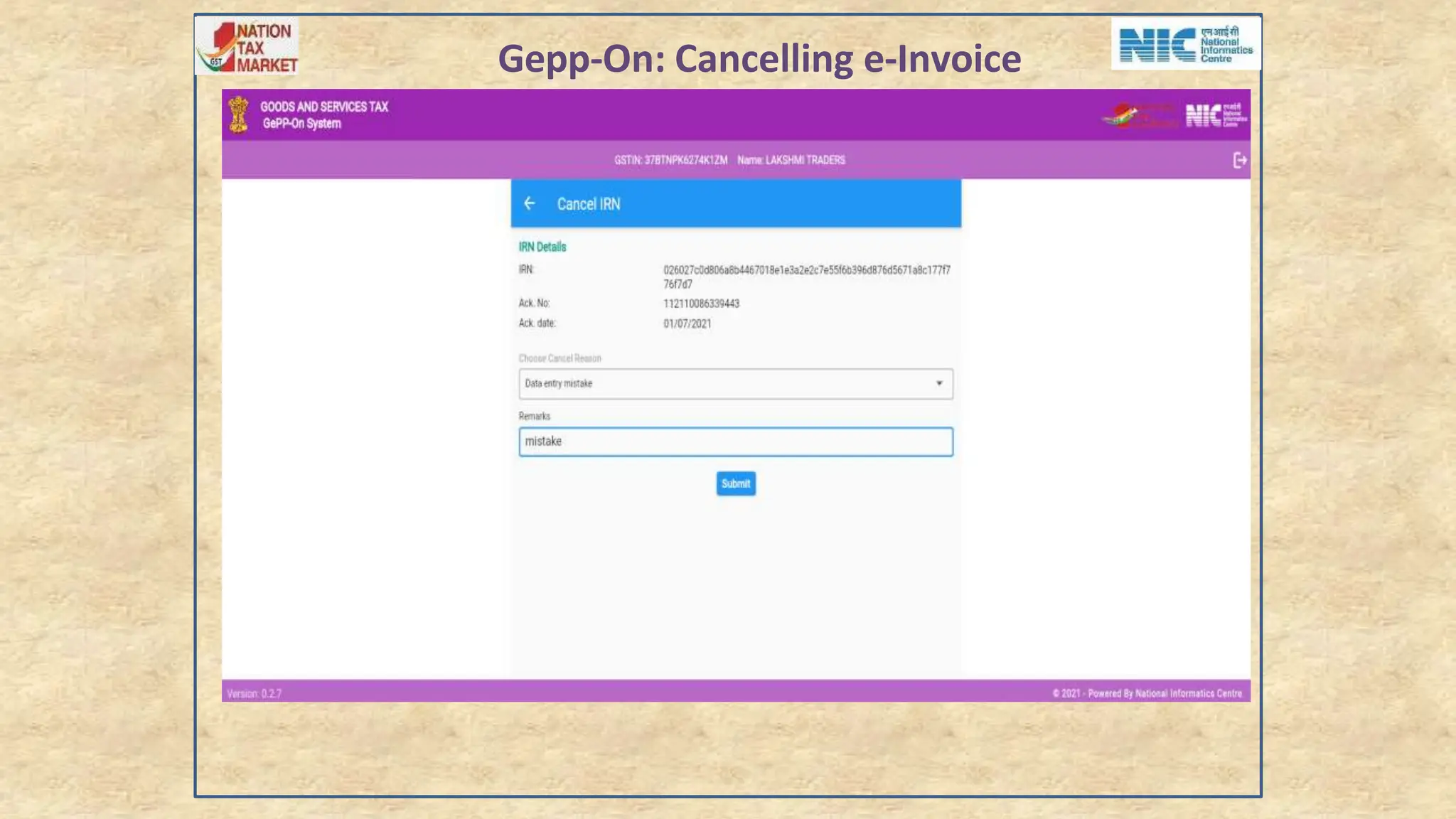 Gepp-On: Cancelling e-Invoice
 