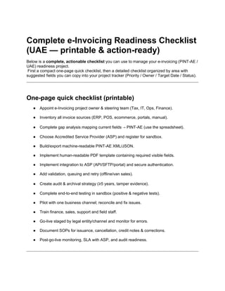 Invoice Checklist Guide UAE E-Invoicing Compliance Checklist | VAT & Corporate Tax Ready Guide ...