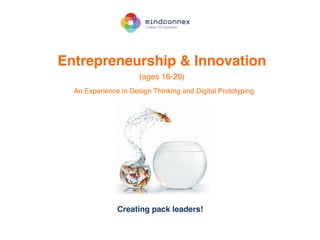 Entrepreneurship & Innovation
(ages 16-20)
Creating pack leaders!
An Experience in Design Thinking and Digital Prototyping
 